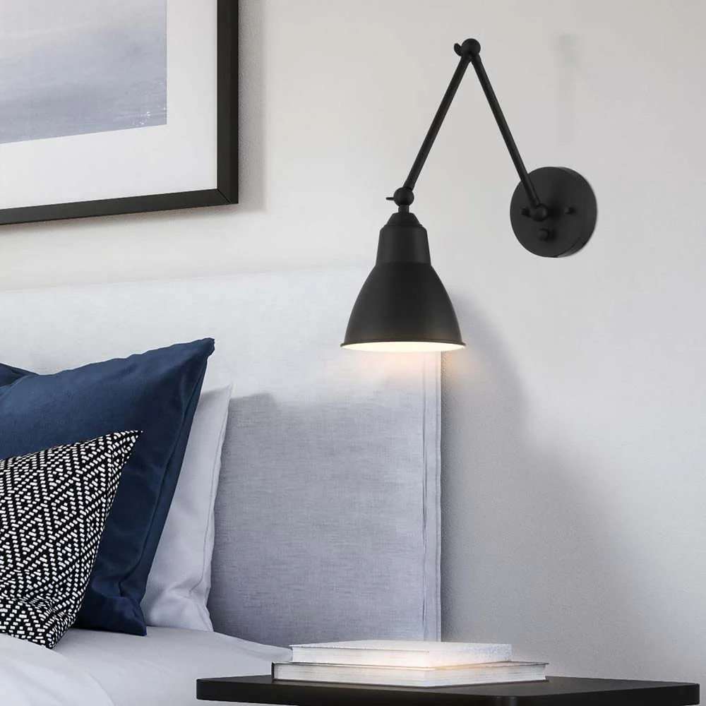Fulton Swing Arm Lamp Matte Black w/ Switch 120v - Image 7