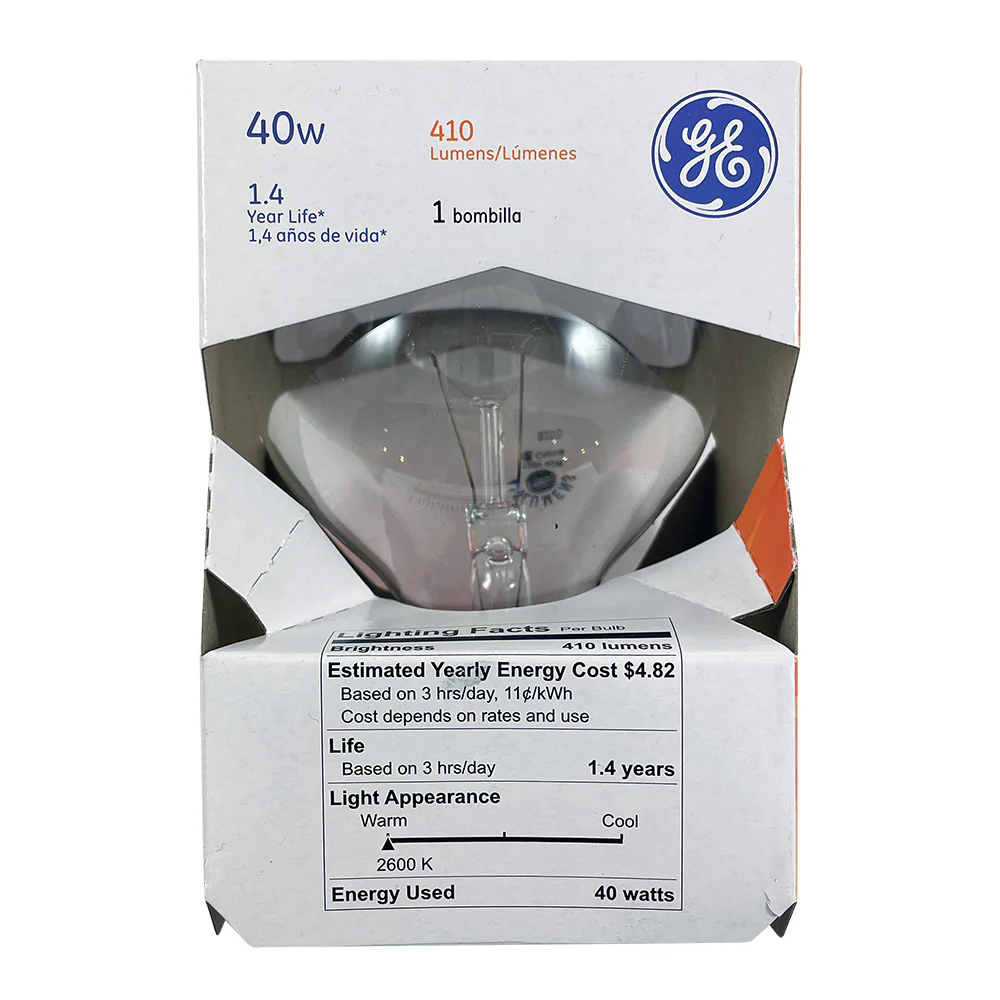 GE 40w 120V G25 Globe 410Lm 2600k Incandescent Bulb - Image 3