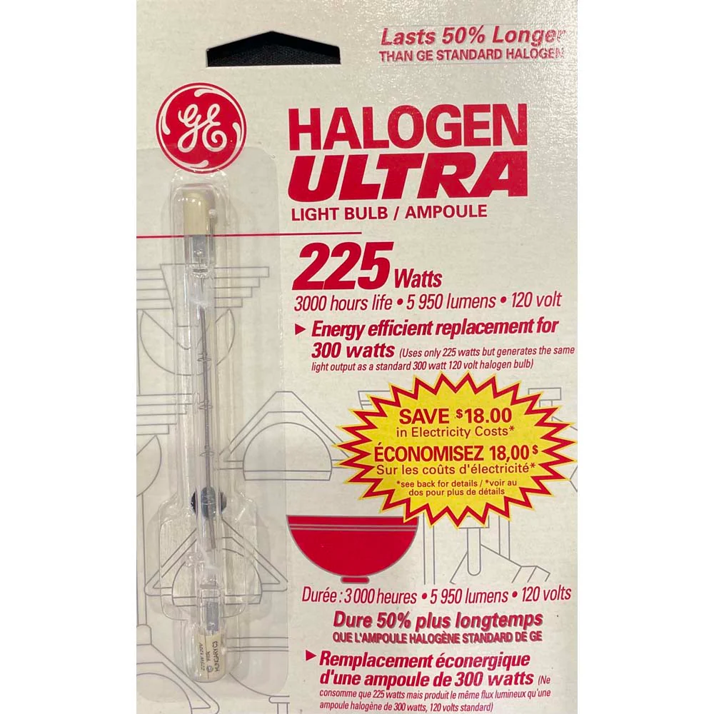 GE12282 Quartz HIR 225w (300 equiv.) R7s Double-Ended Clear Halogen Bulb - Image 4