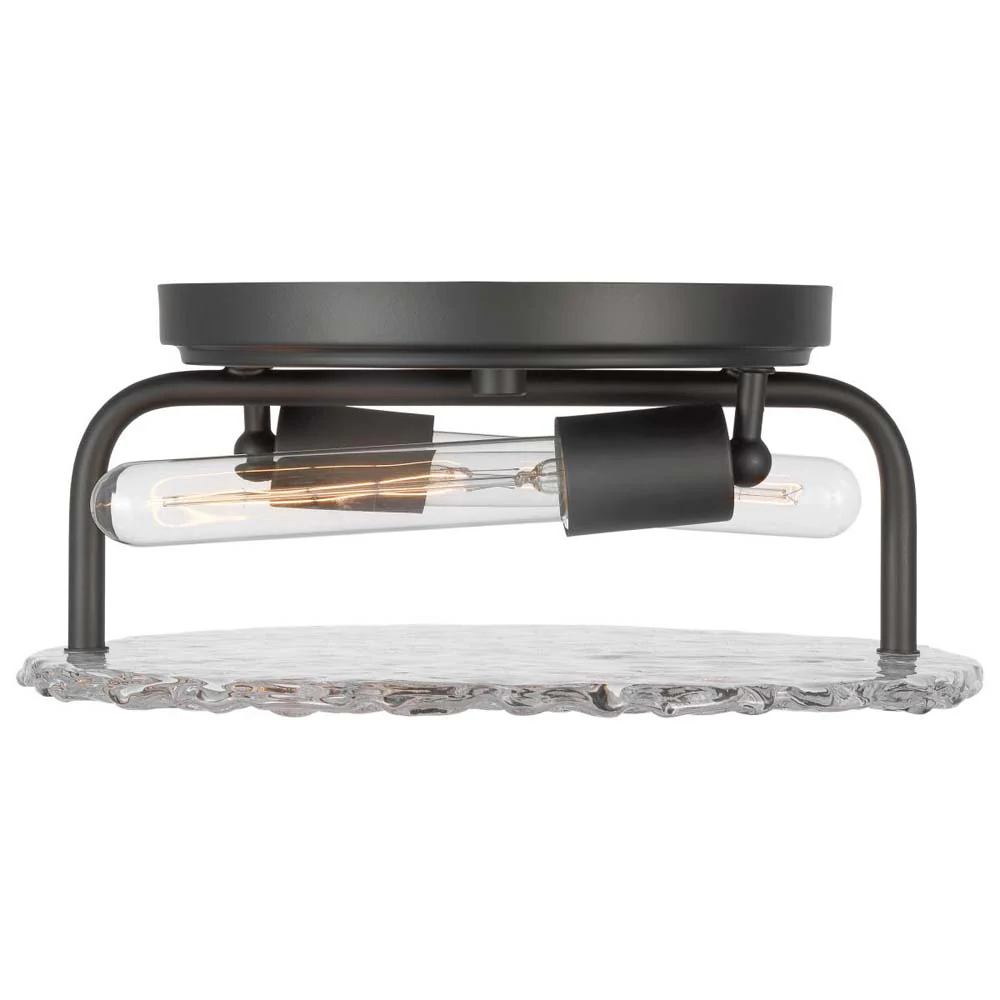 Glacier 2-Light Large Flush Mount Ice Glass E26 Base 60w Matte Black Finish - Image 2