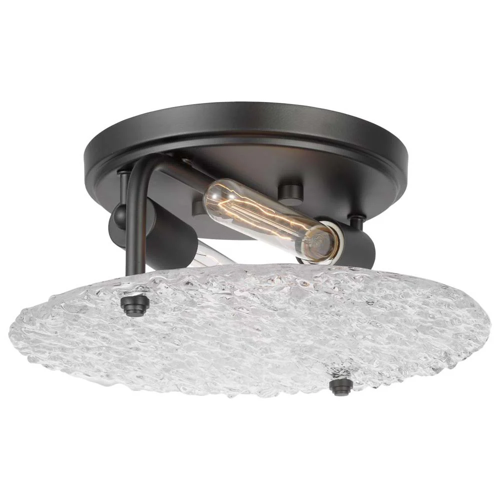 Glacier 2-Light Large Flush Mount Ice Glass E26 Base 60w Matte Black Finish - Image 3
