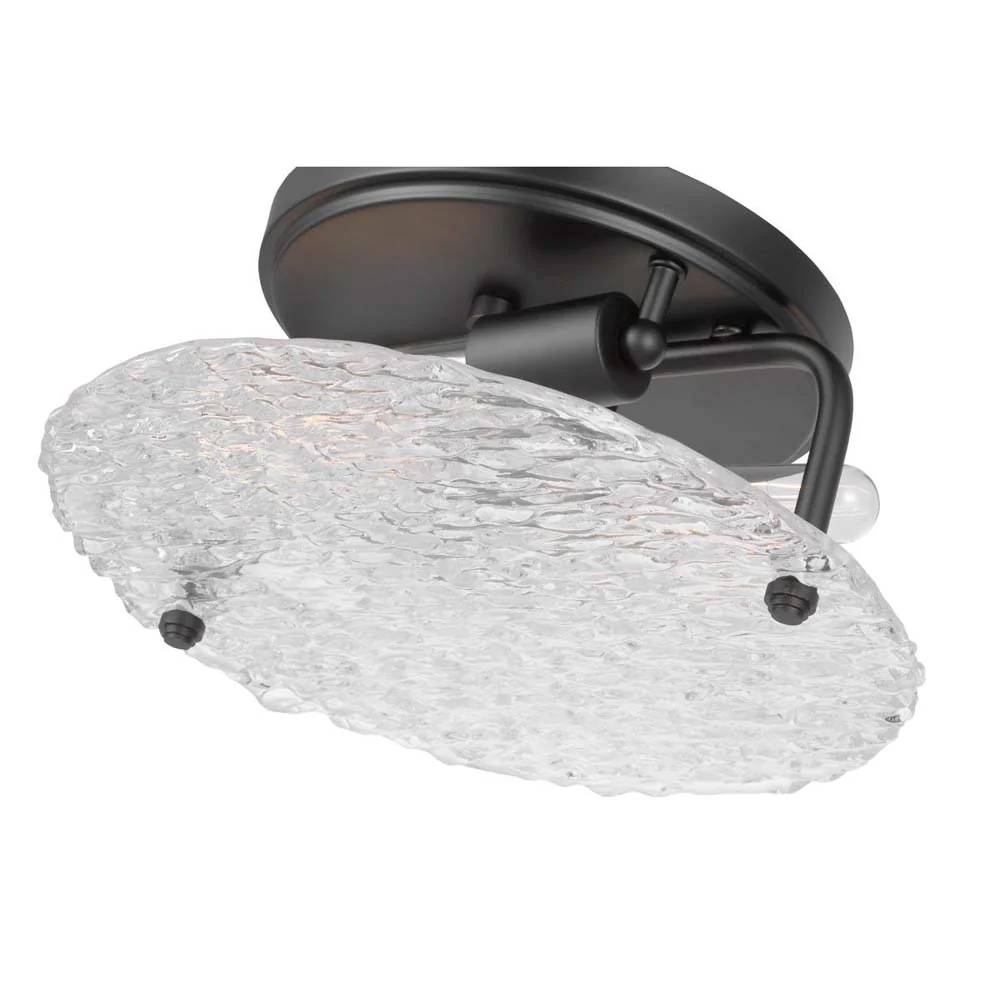 Glacier 2-Light Large Flush Mount Ice Glass E26 Base 60w Matte Black Finish - Image 4