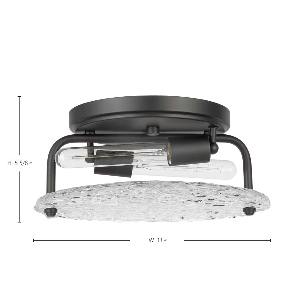 Glacier 2-Light Large Flush Mount Ice Glass E26 Base 60w Matte Black Finish - Image 5