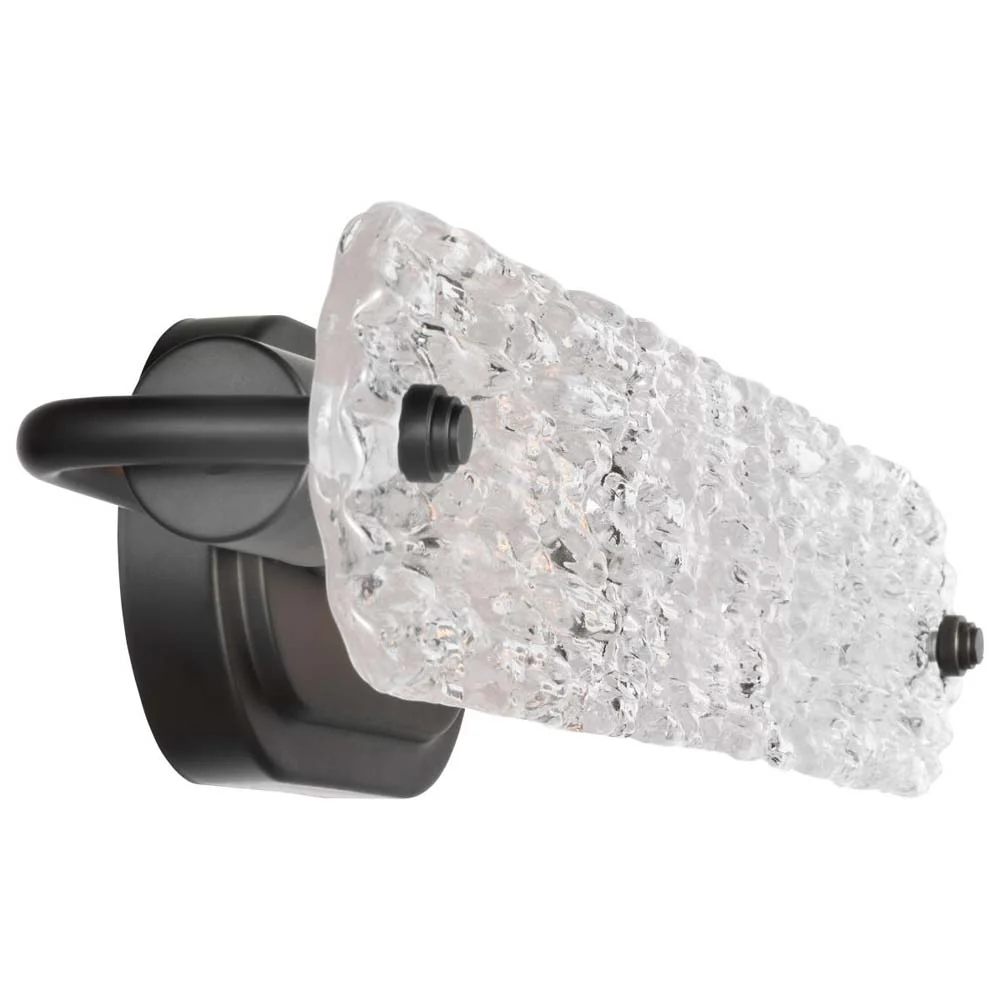 Glacier 2-Light Vanity E26 Base 60w Matte Black Finish Ice Glass - Image 3
