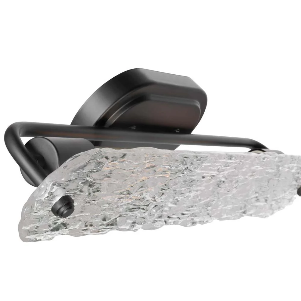 Glacier 2-Light Vanity E26 Base 60w Matte Black Finish Ice Glass - Image 5