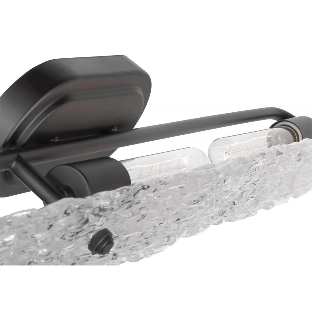 Glacier 3-Light Vanity E26 Base 60w Matte Black Finish Ice Glass - Image 4