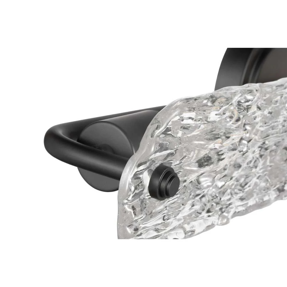Glacier 3-Light Vanity E26 Base 60w Matte Black Finish Ice Glass - Image 5