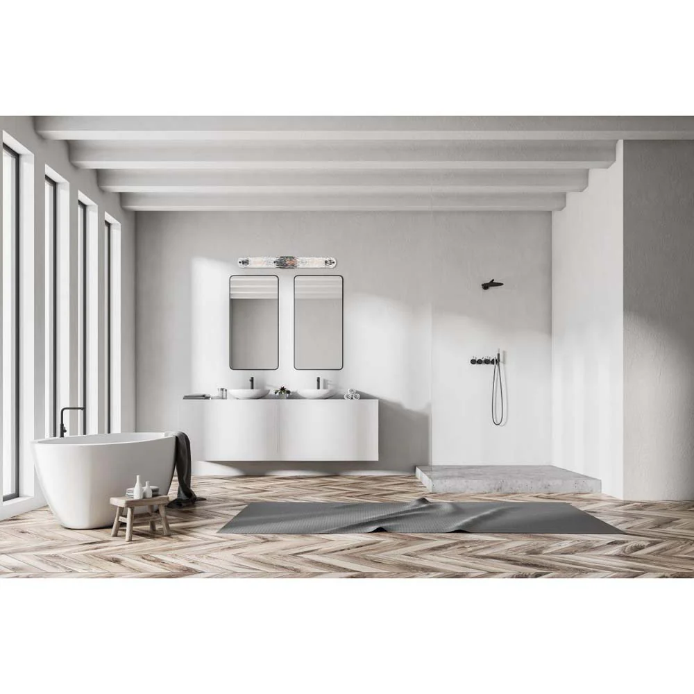 Glacier 3-Light Vanity E26 Base 60w Matte Black Finish Ice Glass - Image 7