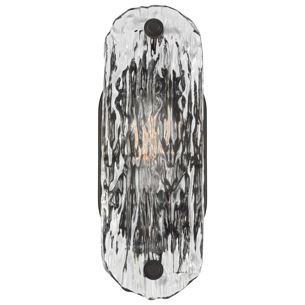 Glacier Vanity E26 Base 60w Matte Black Finish Ice Glass - Image 2
