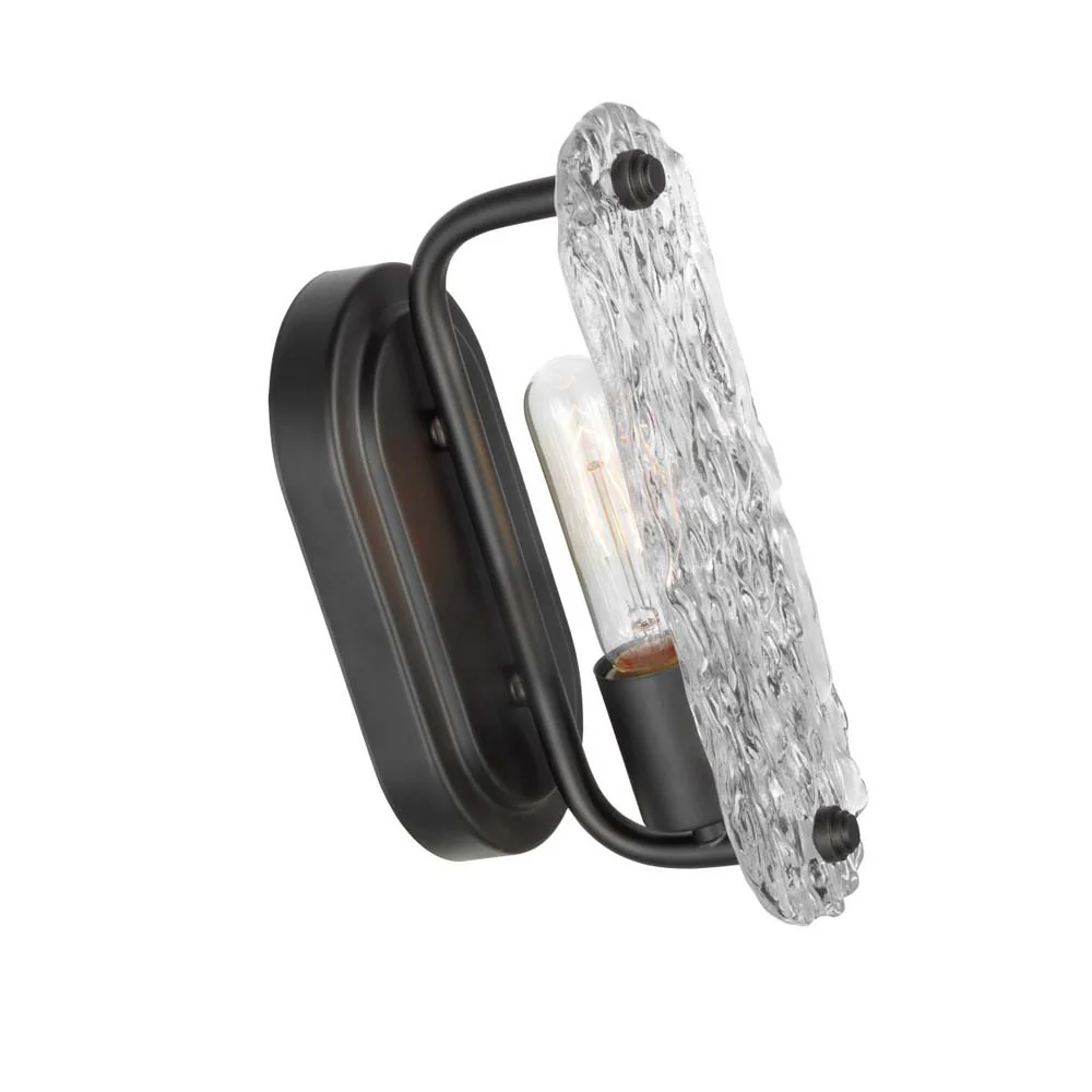 Glacier Vanity E26 Base 60w Matte Black Finish Ice Glass - Image 4