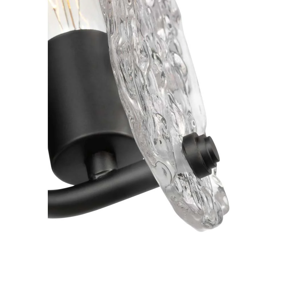 Glacier Vanity E26 Base 60w Matte Black Finish Ice Glass - Image 5