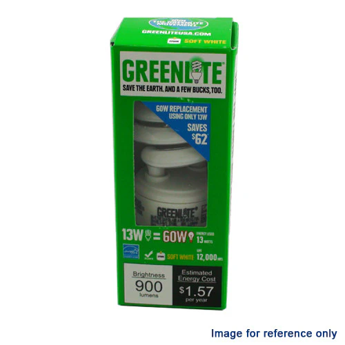GREENLITE 13W 120V Compact Fluorescent Mini Twist Soft White Light Bulb - Image 5
