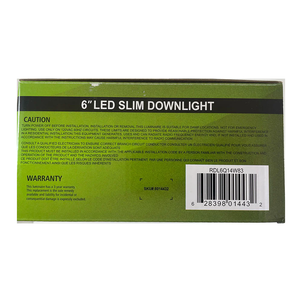 GreenLux 6-in 14w LED Square Slim Downlight 3000K Warm White 120v Dimmable - Image 5
