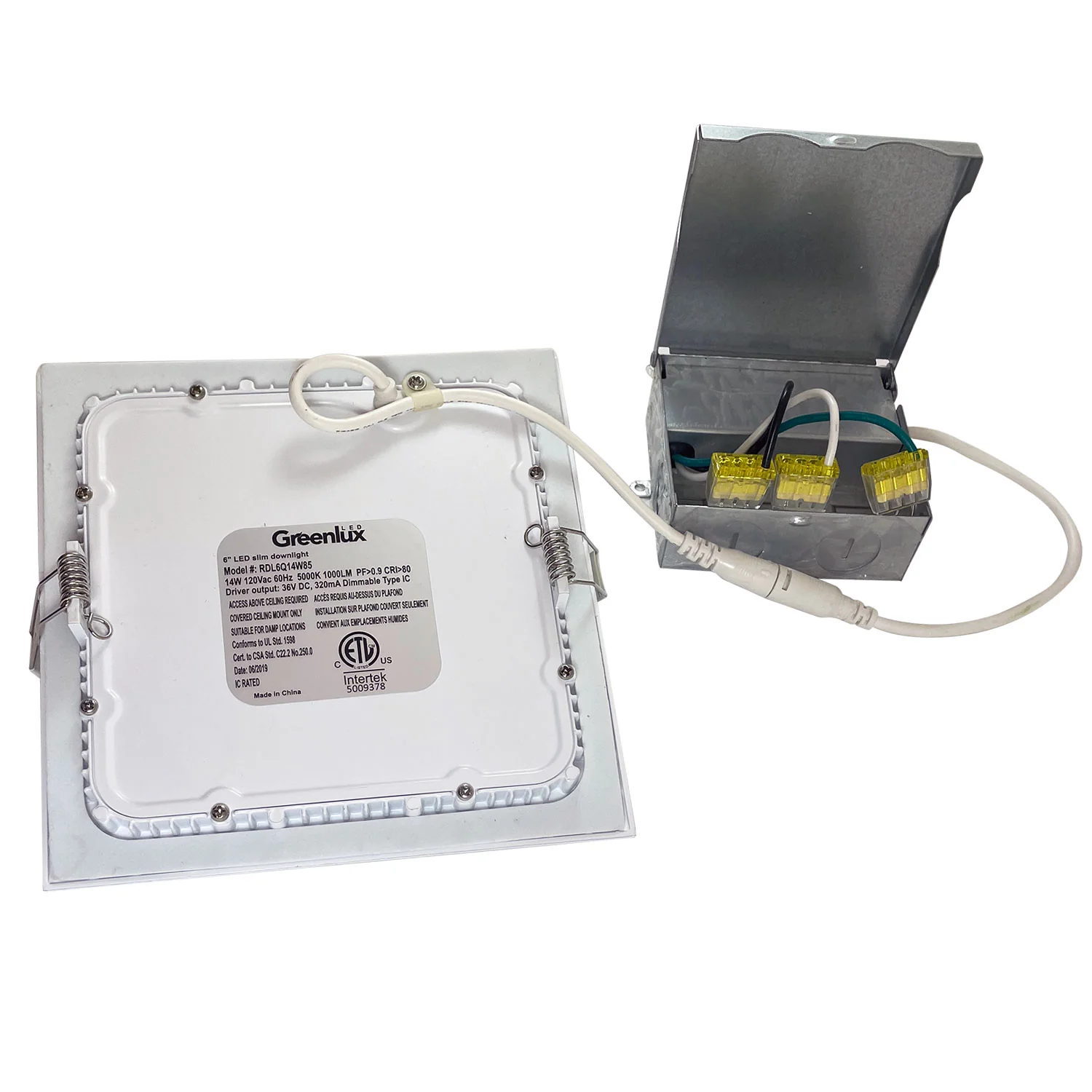 GreenLux 6-in 14w LED Square Slim Downlight 5000K Daylight 120v Dimmable - Image 3