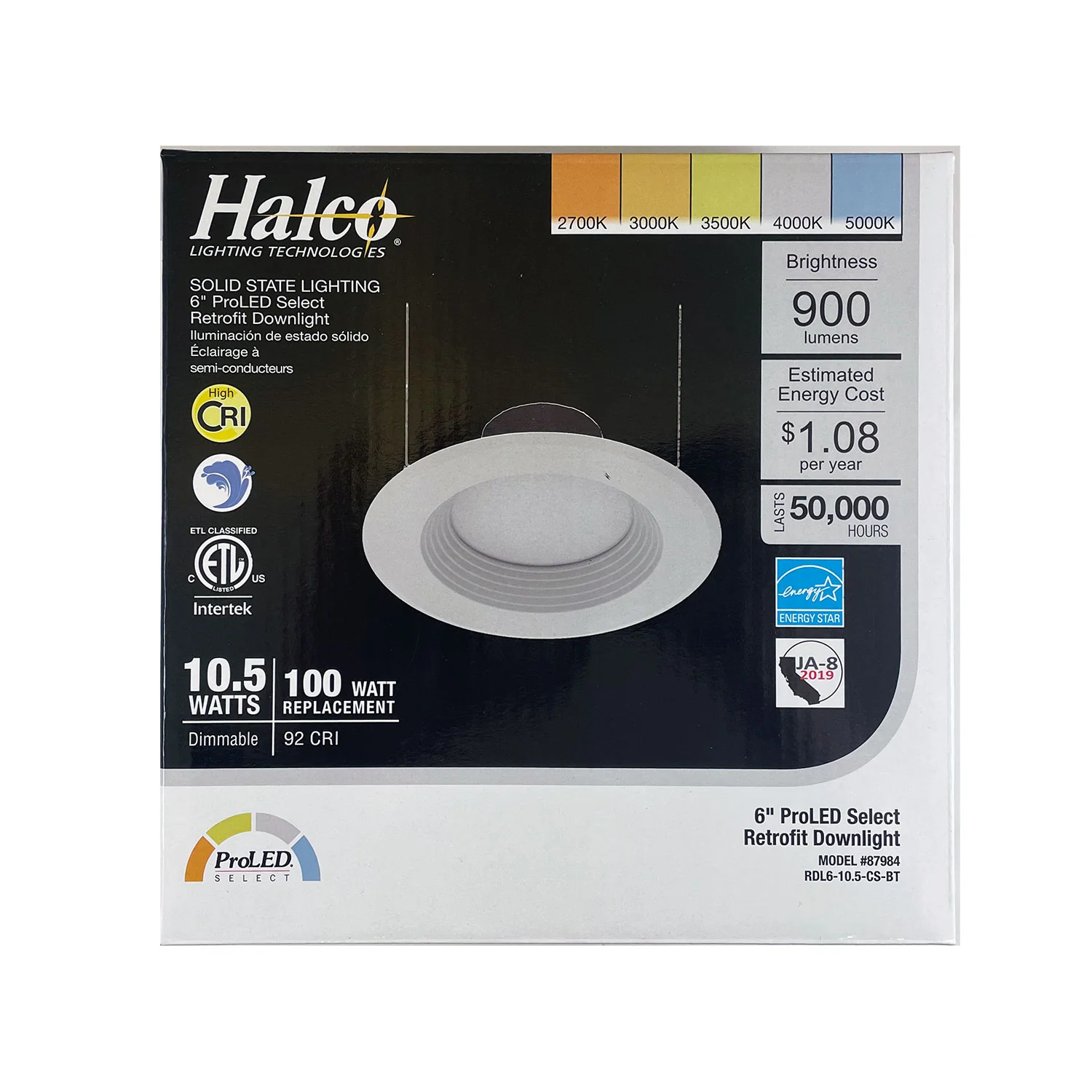 HALCO 6-in 10.5w ProLED CCT Select Downlight Dimmable Retrofit - 100w equiv - Image 5