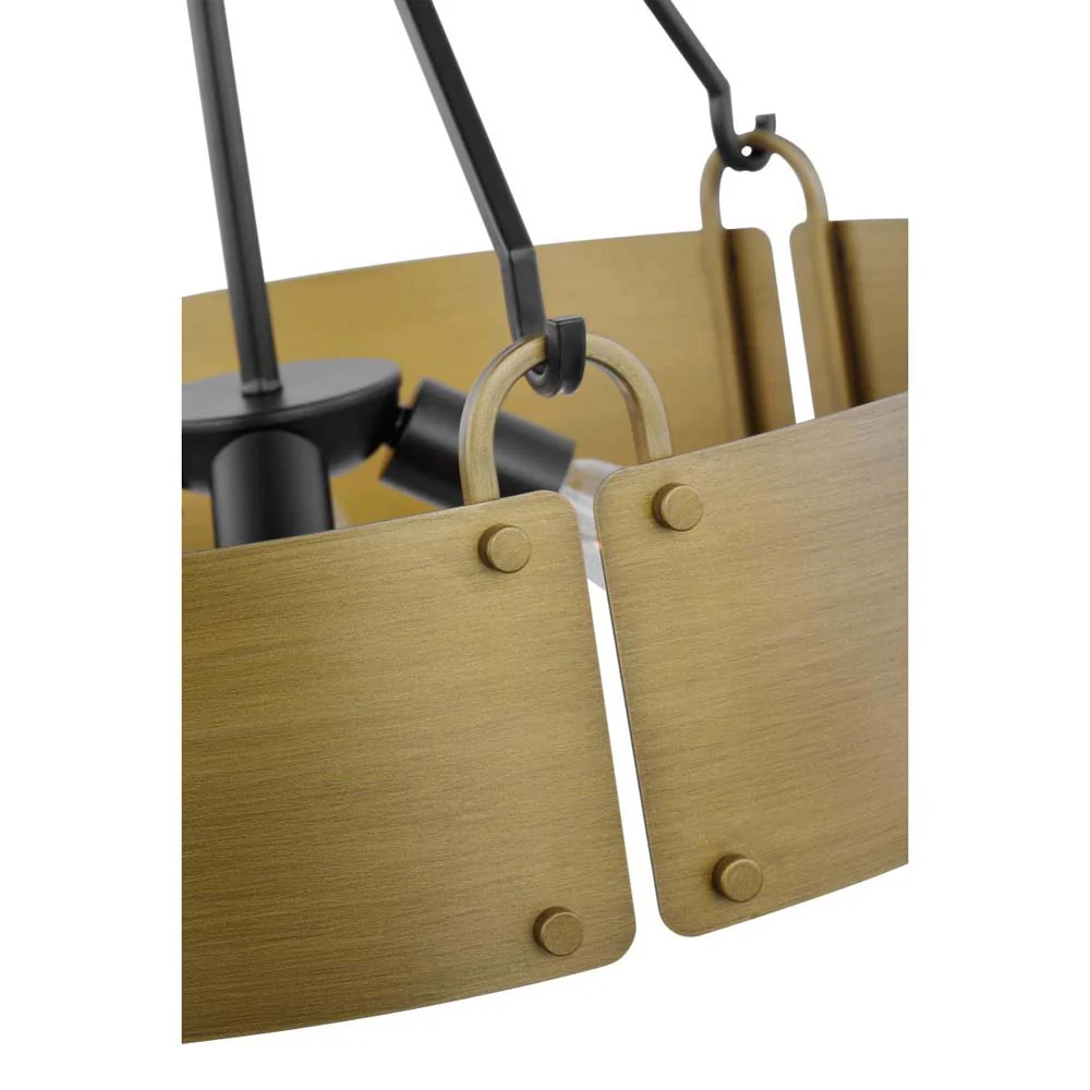 Halter 4-Light Pendant E26 Base 60w Matte Black Finish Natural Brass Metal Shade - Image 5