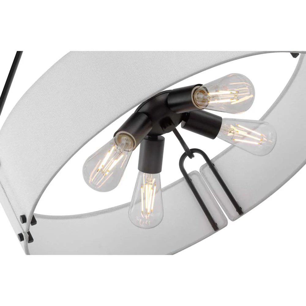 Halter 4-Light Pendant E26 Base 60w Matte Black Finish White Fabric Shade - Image 4