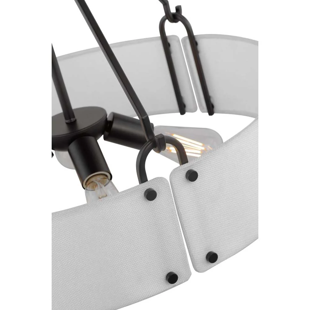 Halter 4-Light Pendant E26 Base 60w Matte Black Finish White Fabric Shade - Image 5