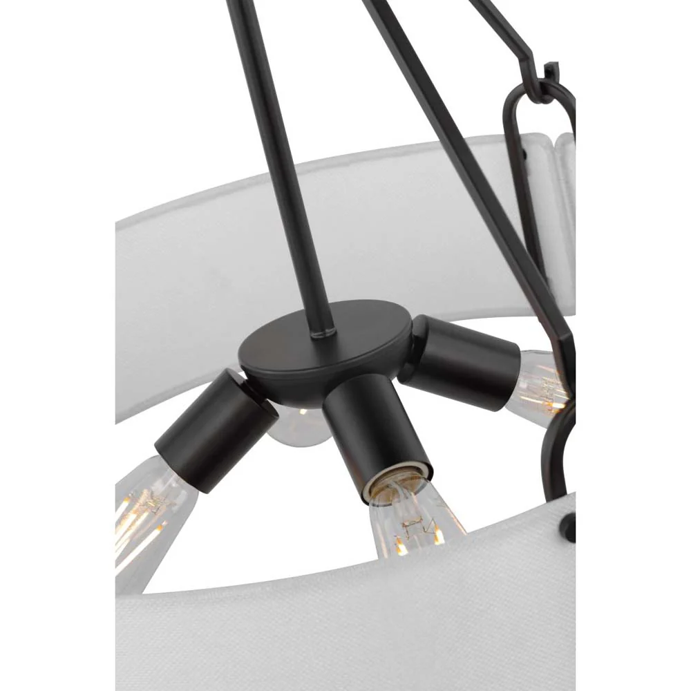 Halter 4-Light Pendant E26 Base 60w Matte Black Finish White Fabric Shade - Image 6
