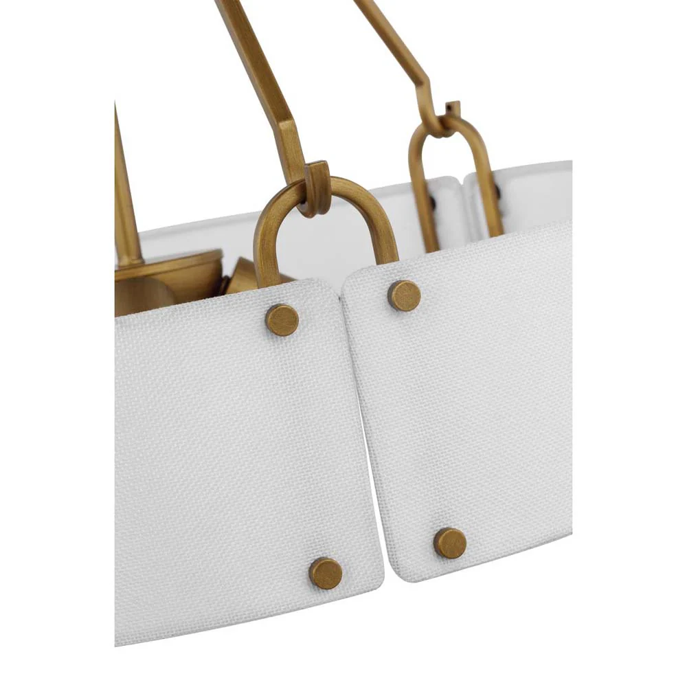 Halter 4-Light Pendant E26 Base 60wNatural Brass Finish White Fabric Shade - Image 4