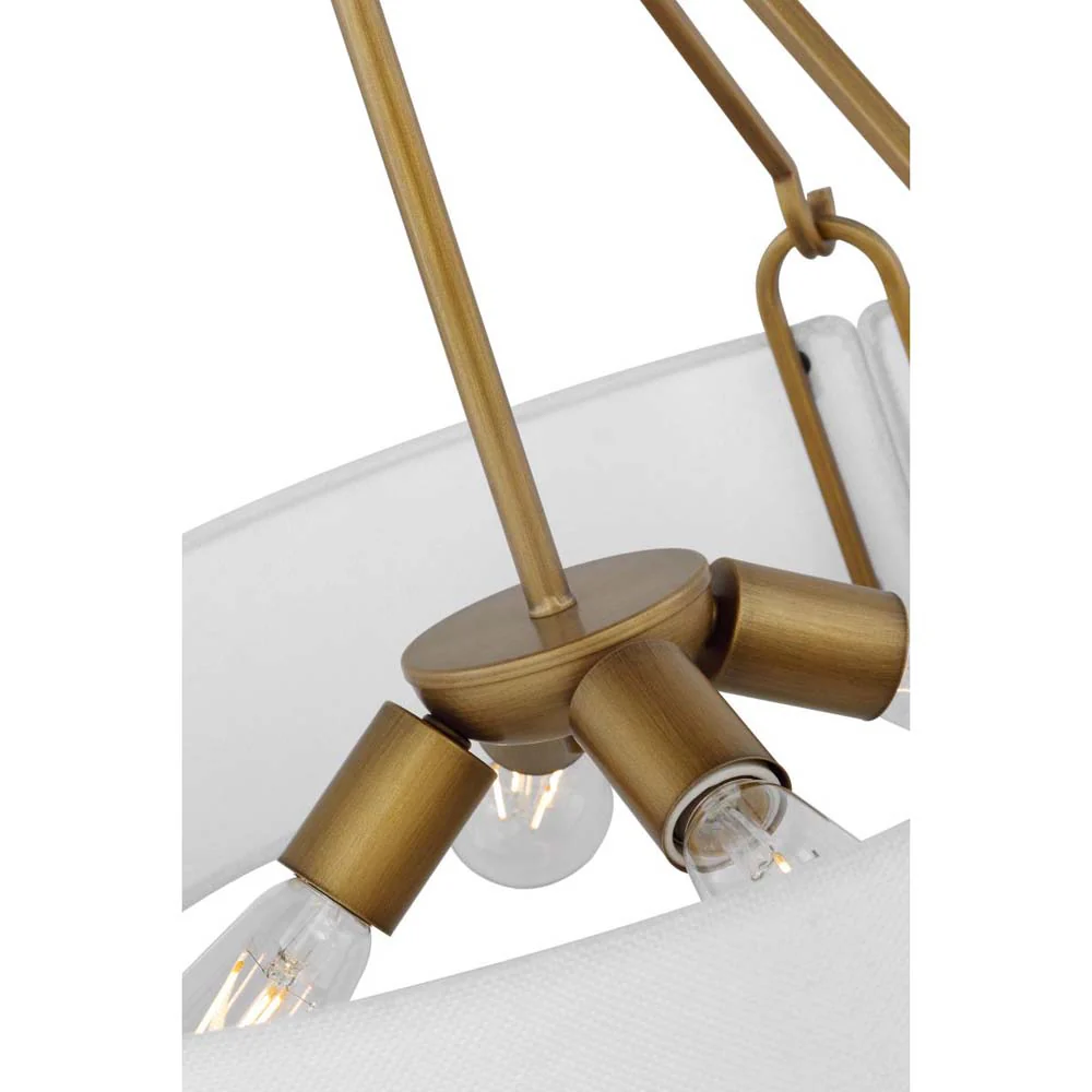 Halter 4-Light Pendant E26 Base 60wNatural Brass Finish White Fabric Shade - Image 6