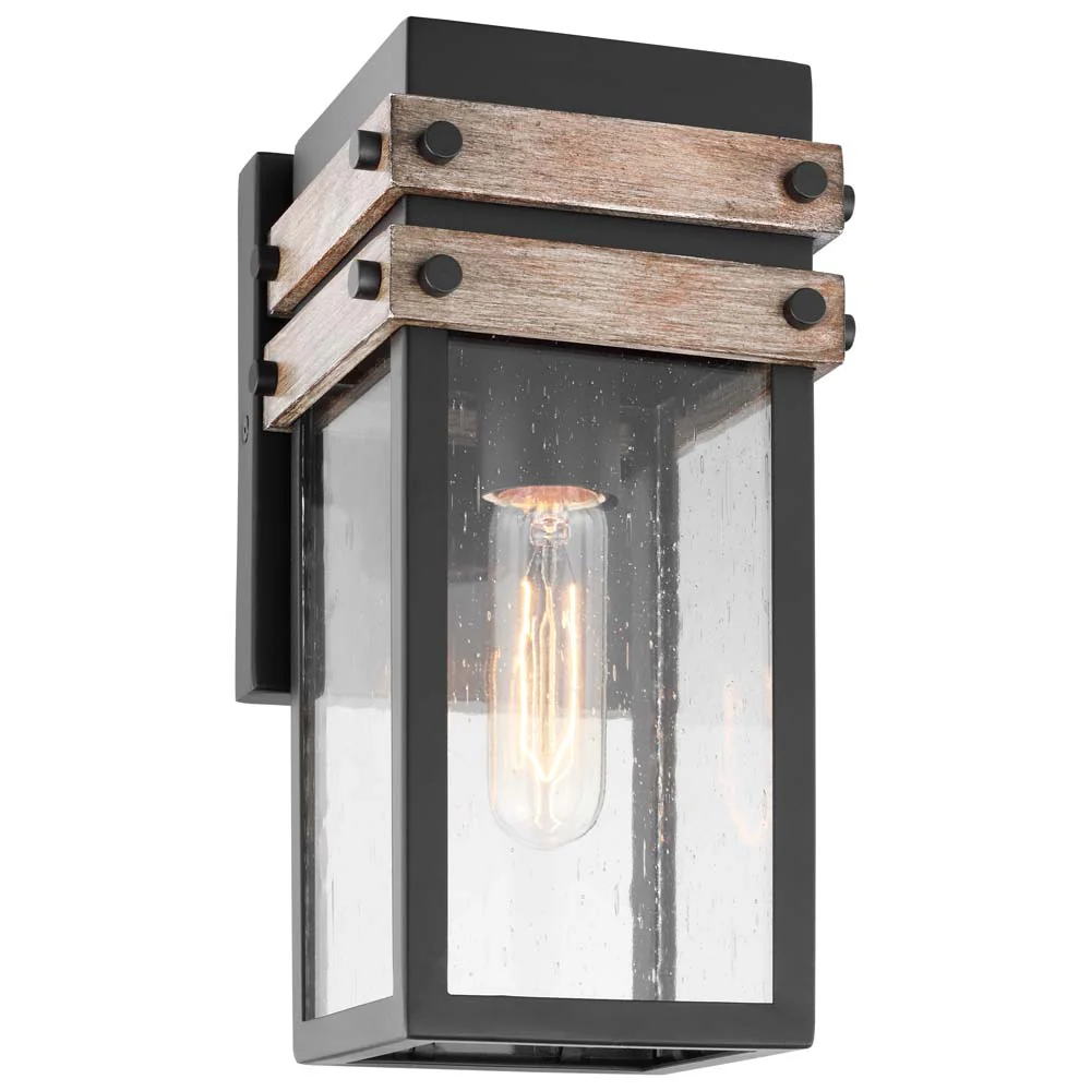 Homestead Small Wall Lantern Matte Black with Clear Seeded Glass - Image 2
