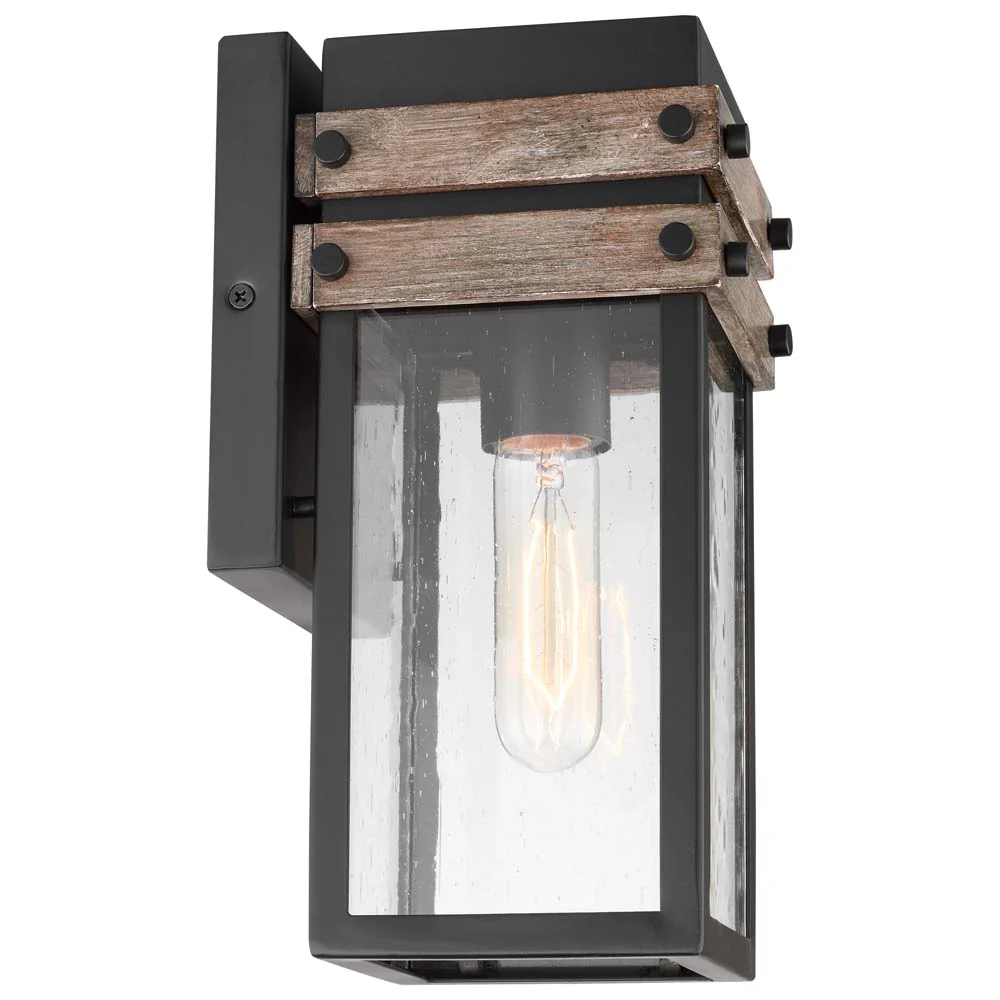 Homestead Small Wall Lantern Matte Black with Clear Seeded Glass - Image 3