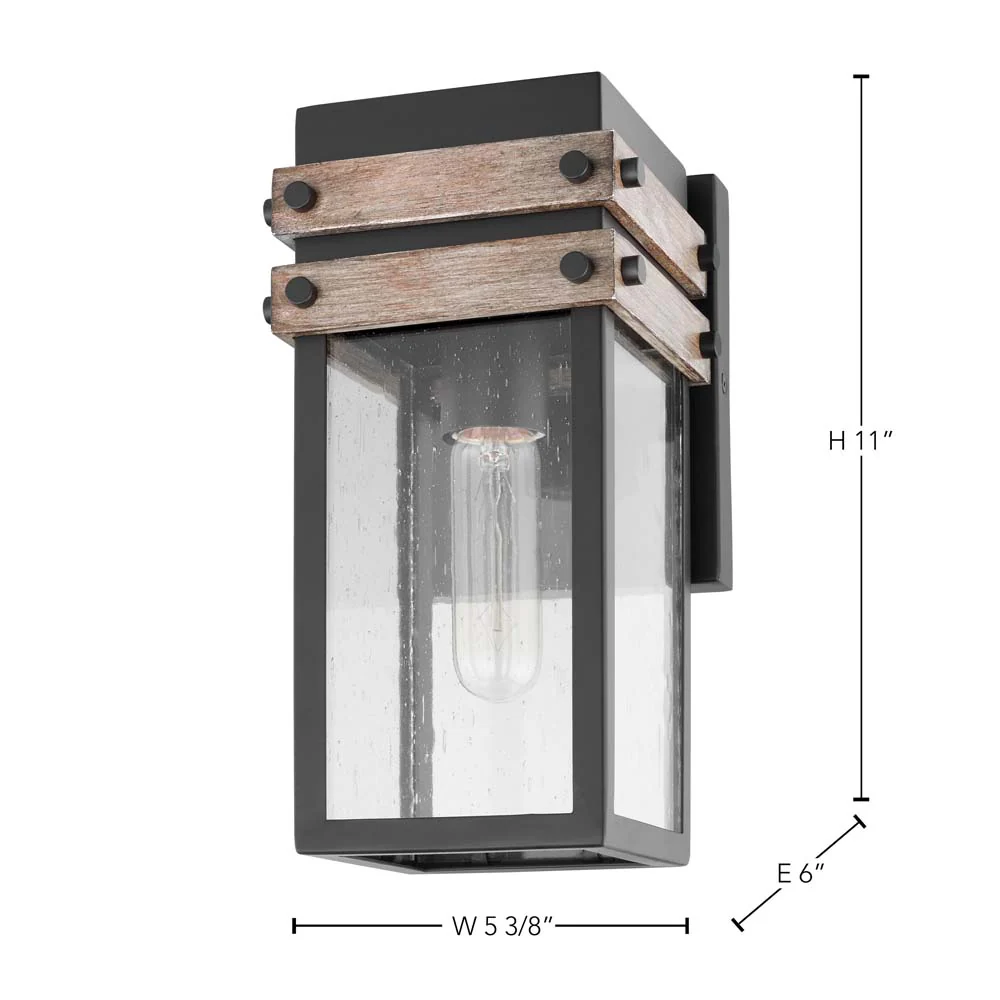 Homestead Small Wall Lantern Matte Black with Clear Seeded Glass - Image 6
