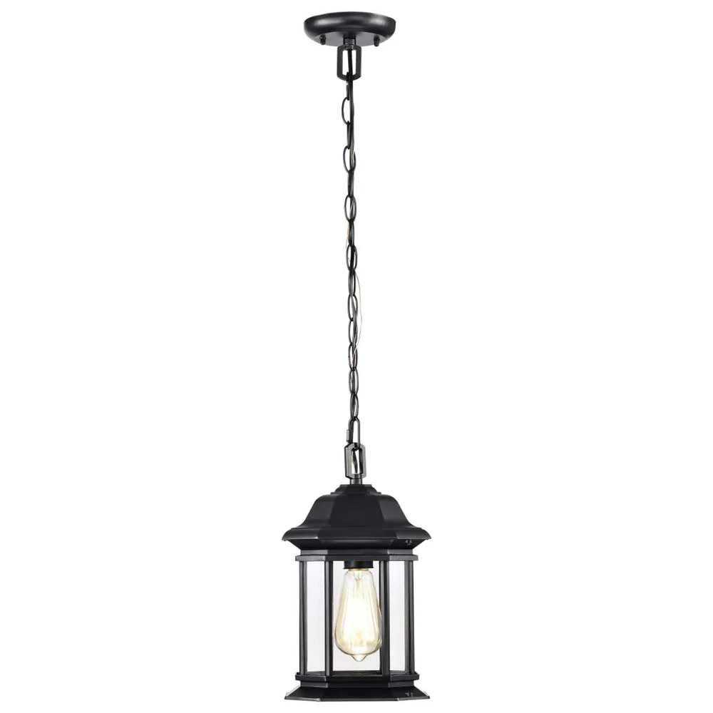 Hopkins Outdoor 12-in Hanging Lantern Matte Black Finish w/ Clear Glass - Image 2