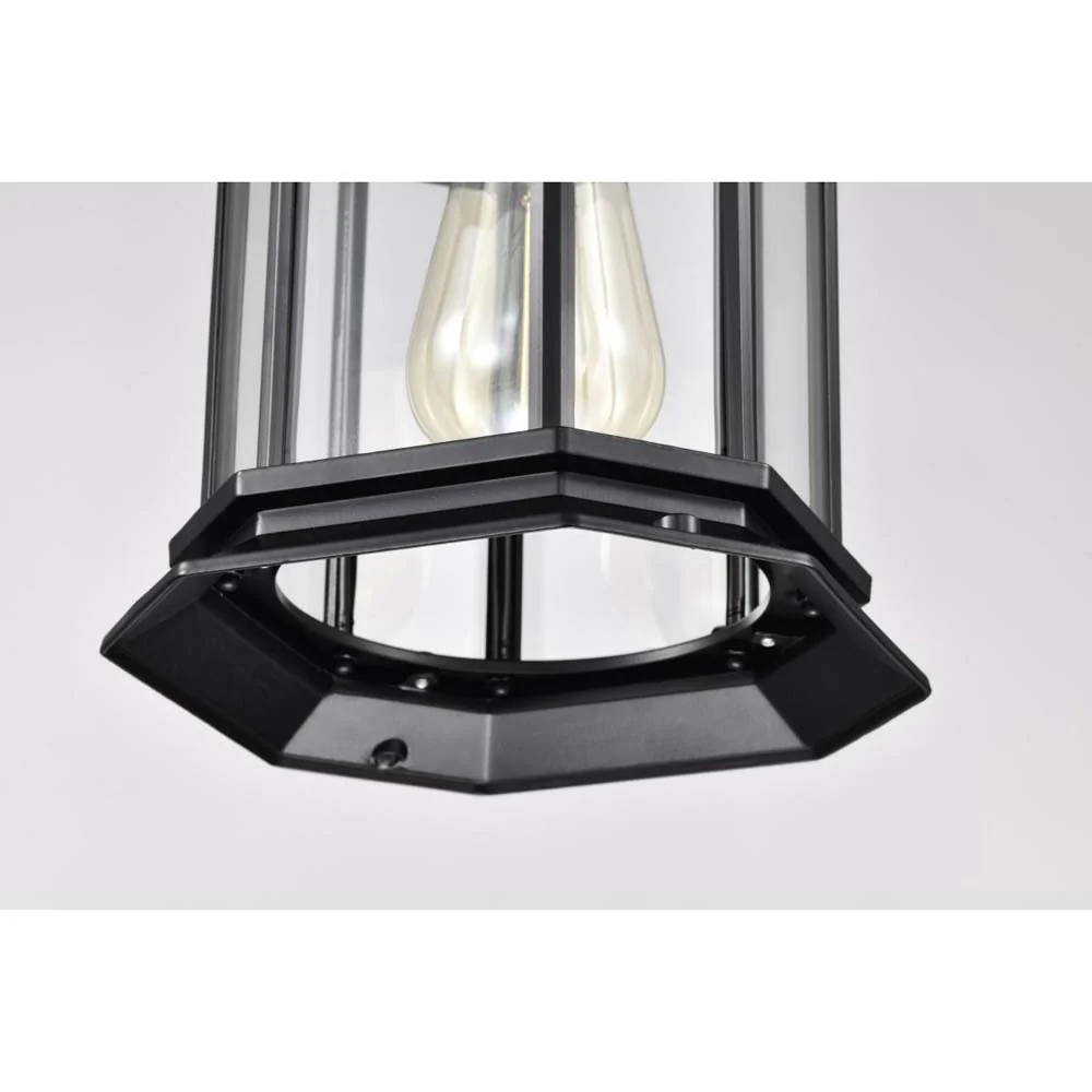 Hopkins Outdoor 12-in Hanging Lantern Matte Black Finish w/ Clear Glass - Image 3