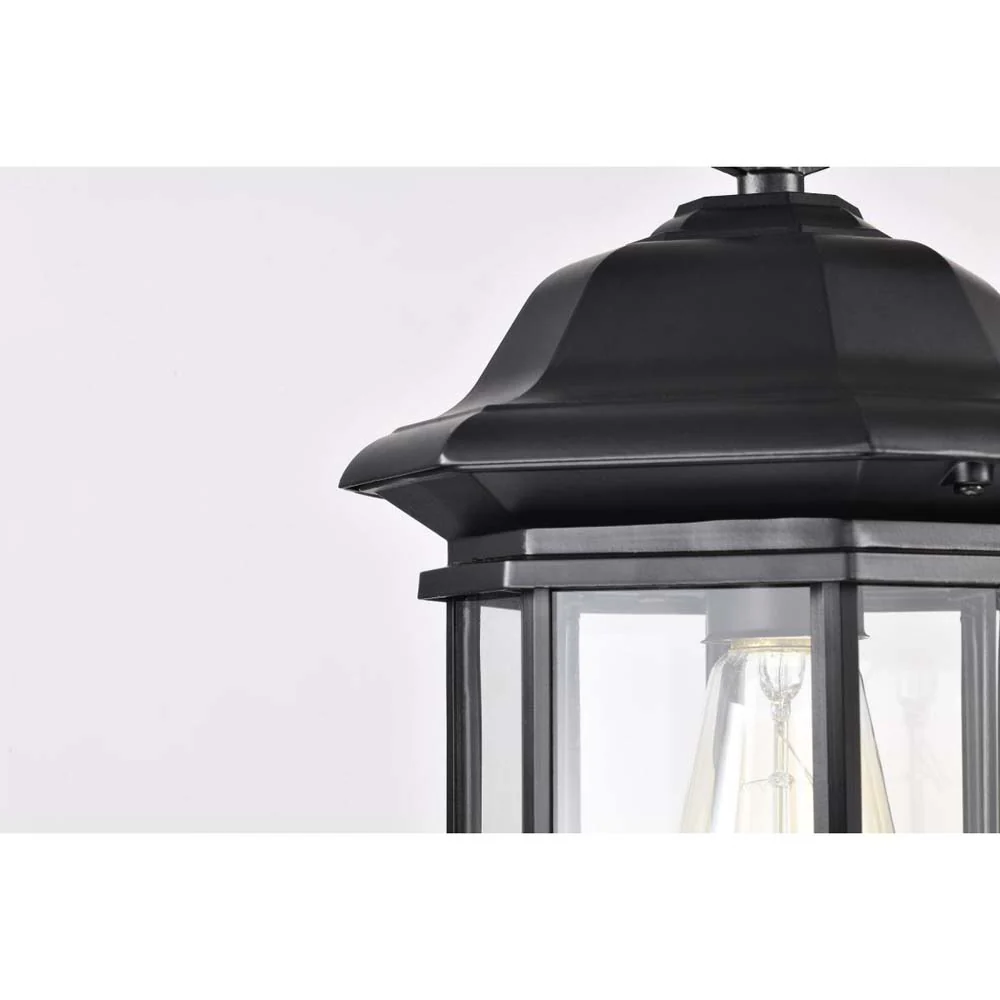 Hopkins Outdoor 12-in Hanging Lantern Matte Black Finish w/ Clear Glass - Image 6