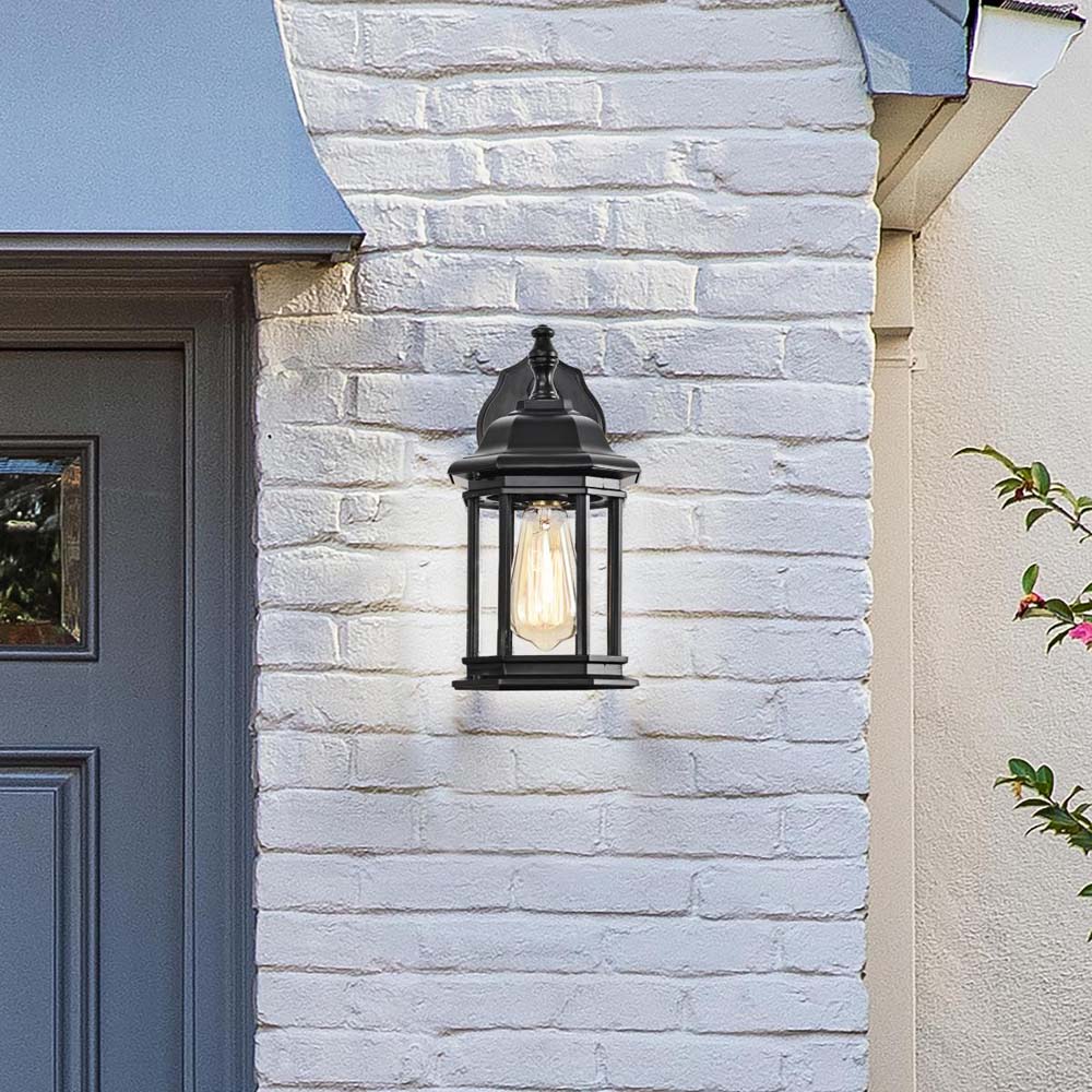 Hopkins Outdoor 12-in Small Wall Light Matte Black Finish w/ Clear Glass - Image 9