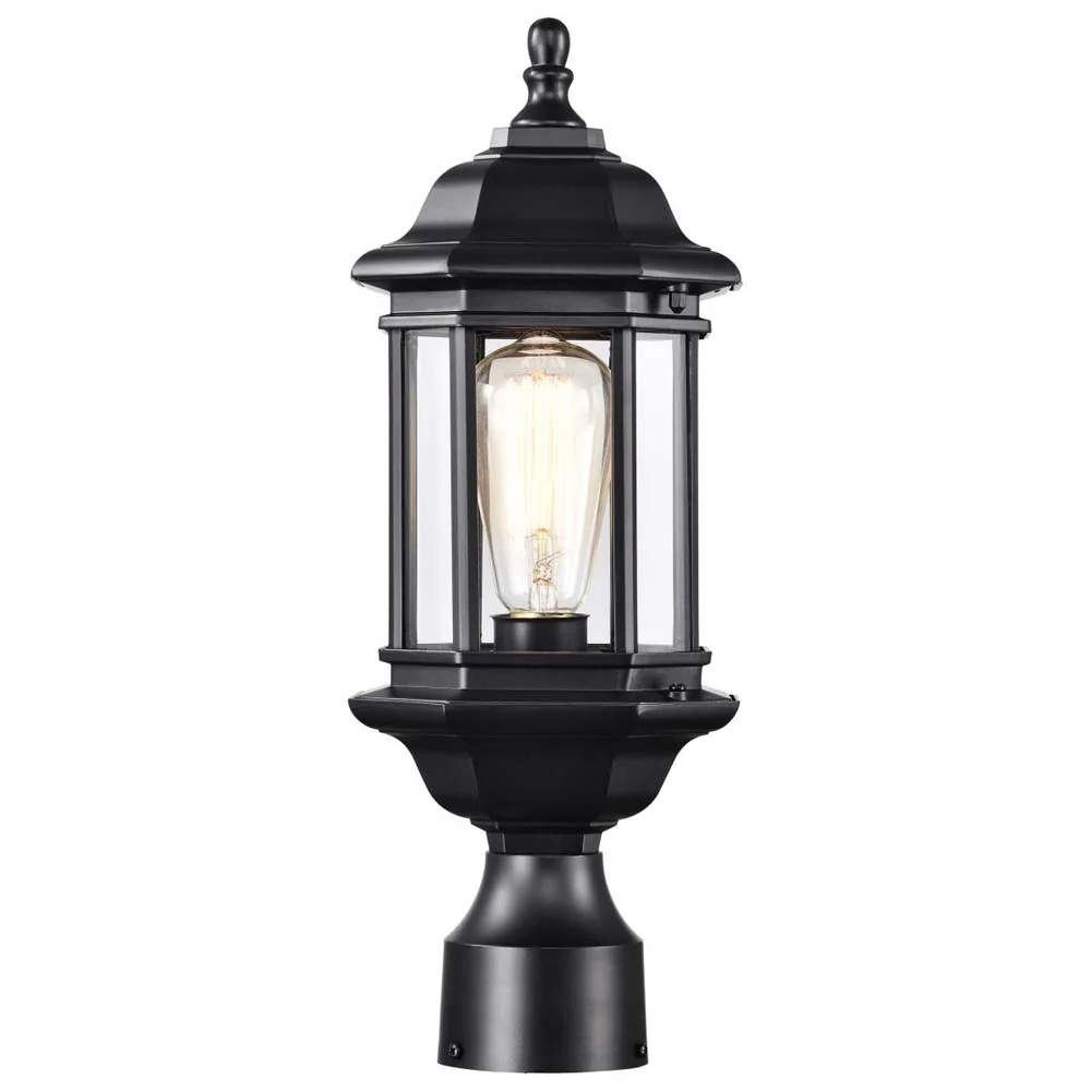 Hopkins Outdoor 16-in Small Post Light Lantern Matte Black Finish w/ Clear Glass - Image 2