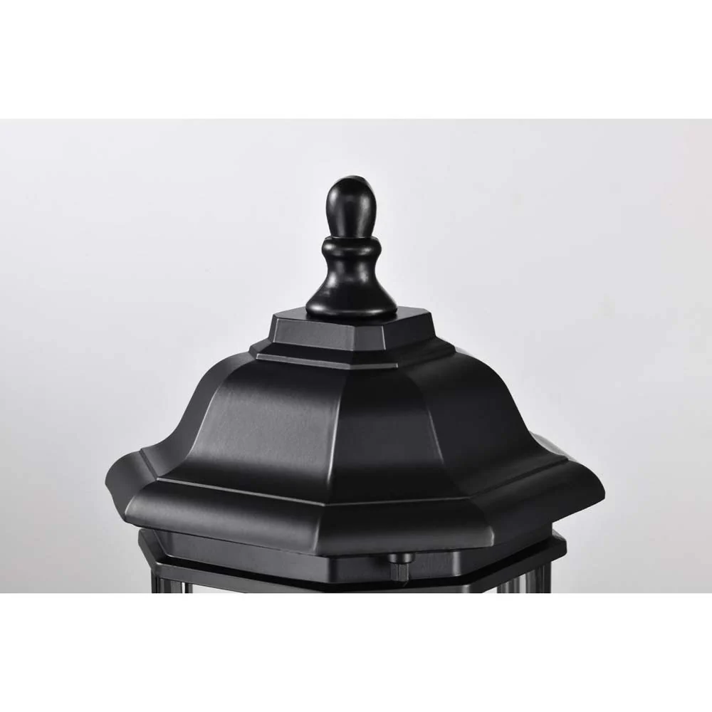Hopkins Outdoor 16-in Small Post Light Lantern Matte Black Finish w/ Clear Glass - Image 4