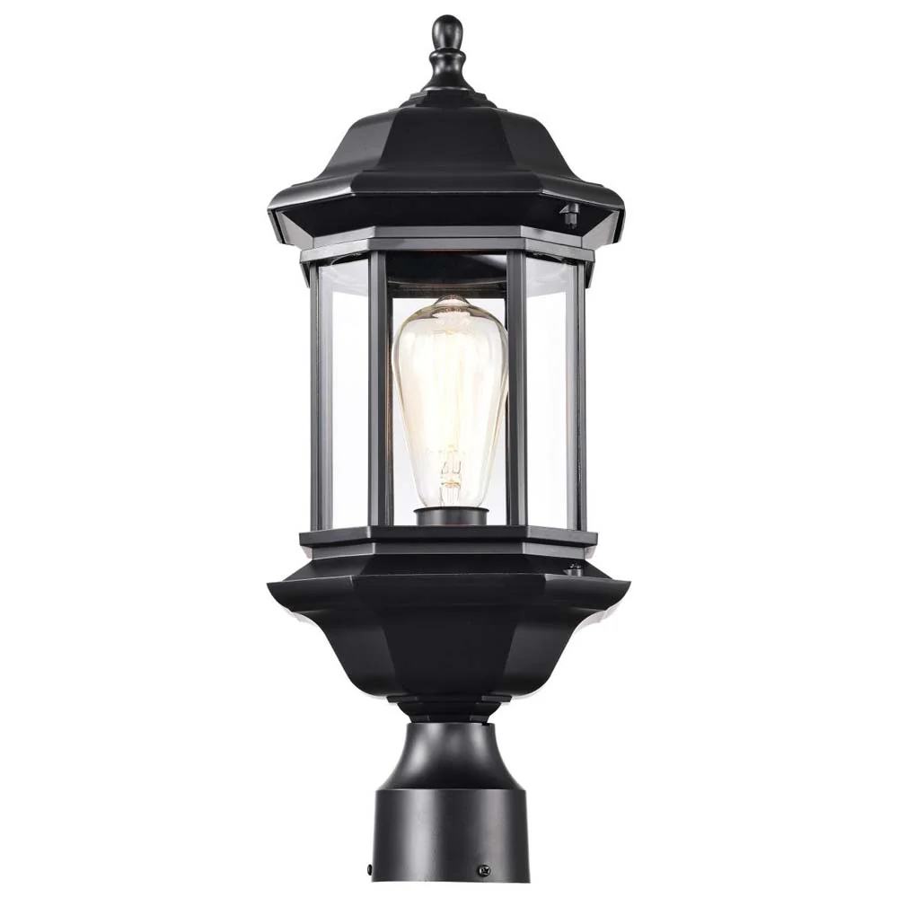 Hopkins Outdoor 18.5-in Post Light Lantern Matte Black Finish w/ Clear Glass - Image 2