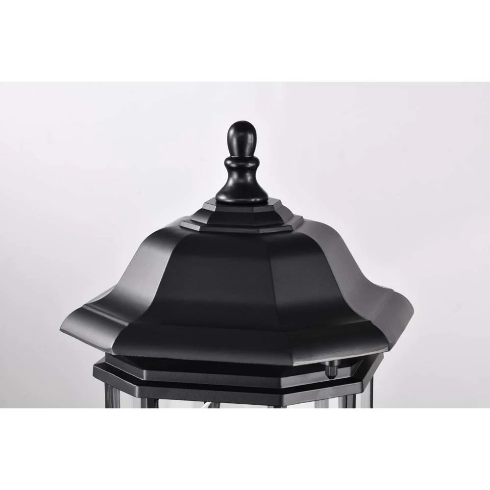 Hopkins Outdoor 18.5-in Post Light Lantern Matte Black Finish w/ Clear Glass - Image 3