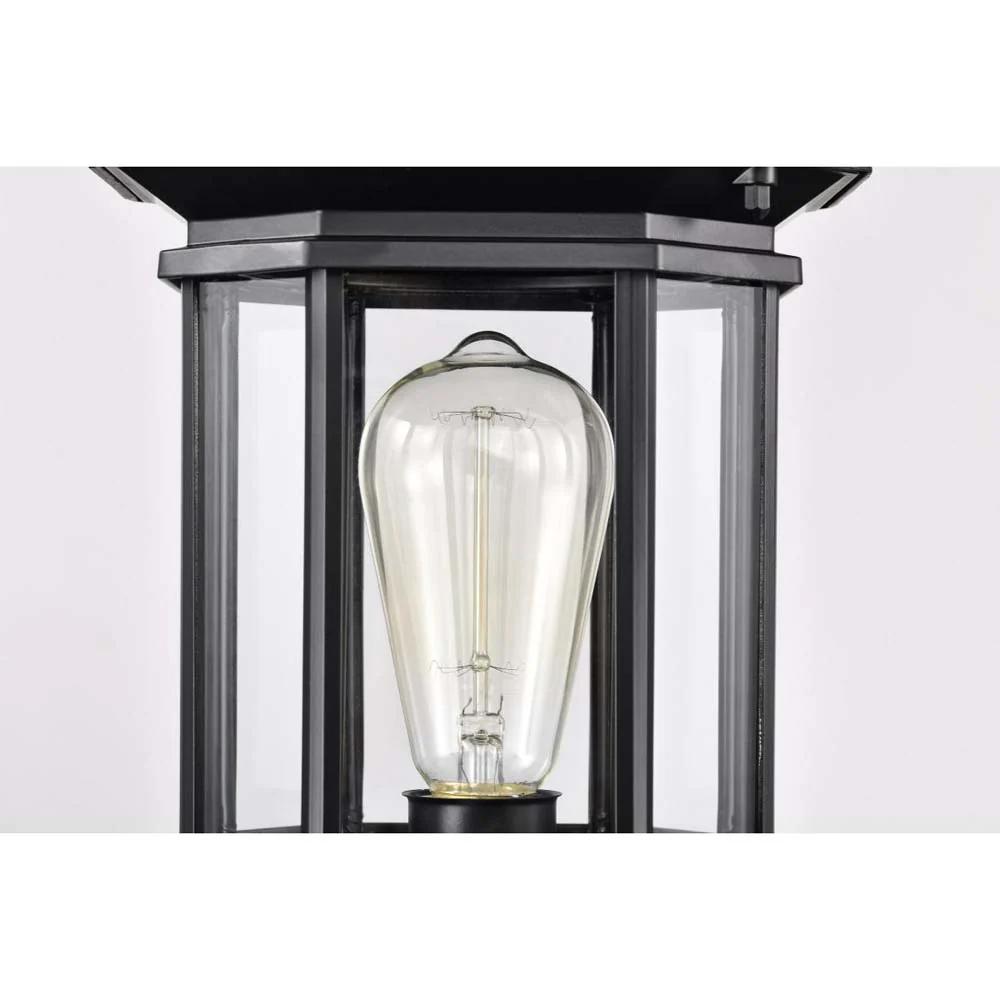 Hopkins Outdoor 18.5-in Post Light Lantern Matte Black Finish w/ Clear Glass - Image 6