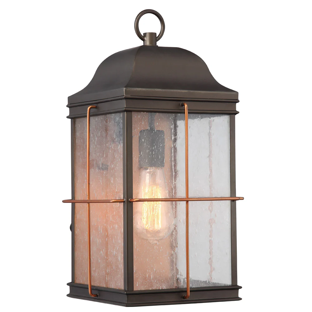 Nuvo Howell 1-Light Large Wall Lantern w/ Copper accents in Bronze Finish