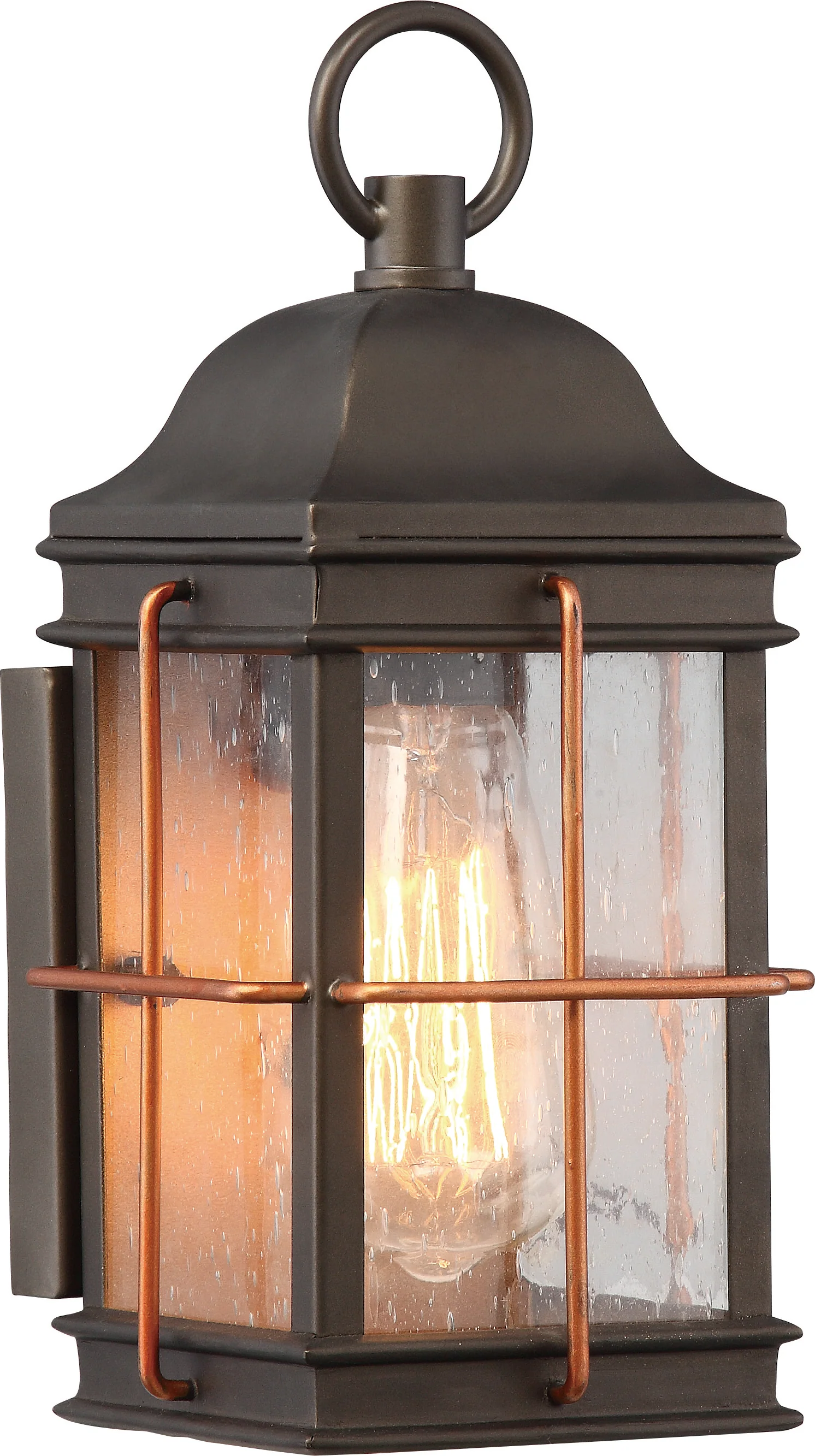 Howell 1-Light Wall Light Fixture in Bronze with Copper Accents Finish