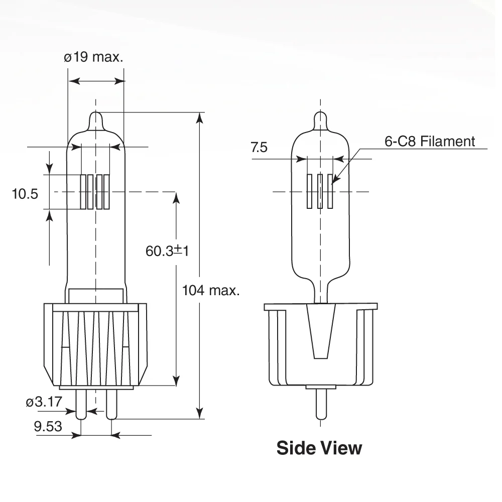 HPL 575/115/X  - HPL 575w 115v Long Life Halogen Bulb - ETC Replacement Lamp - Image 3