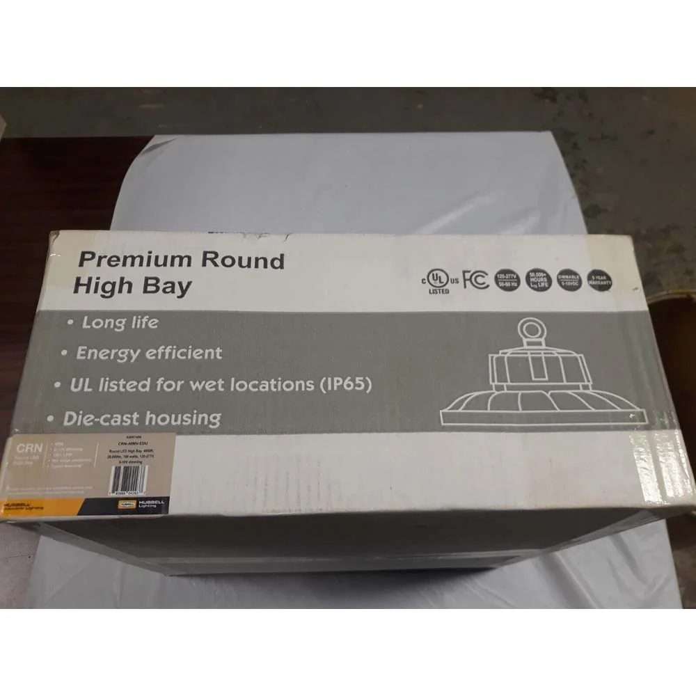 Hubbell 15-in Round LED High Bay 200W 28,000Lm 4000K Dimmable Clear Flat Lens - Image 6