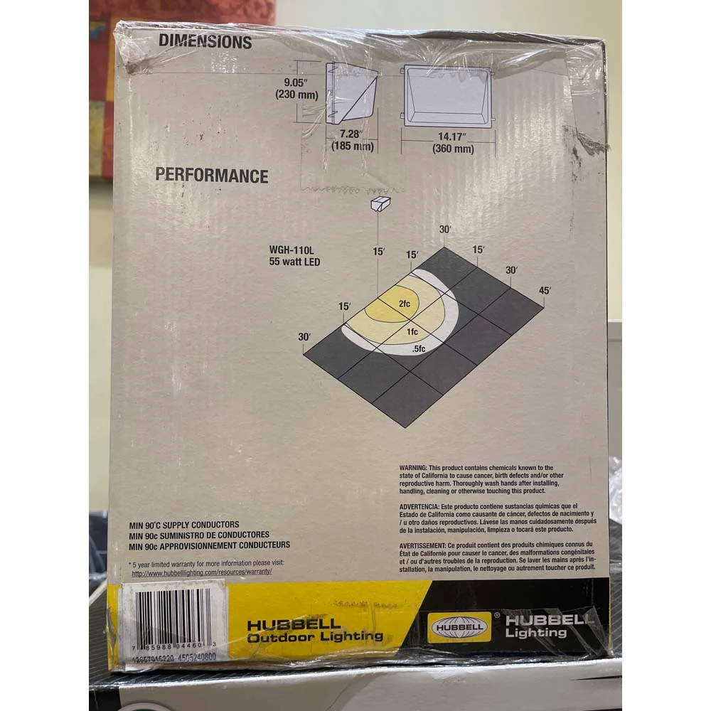 Hubbell WGH LED Wall Pack 76W 5000K 9120Lm - 250W HID Replacement - Image 3