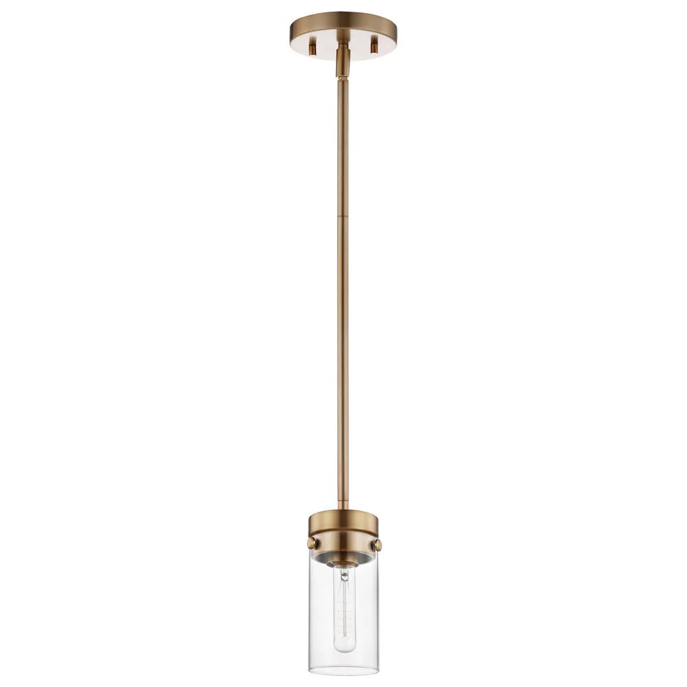 Intersection 1-Light Mini Pendant Burnished Brass with Clear Glass - Image 2