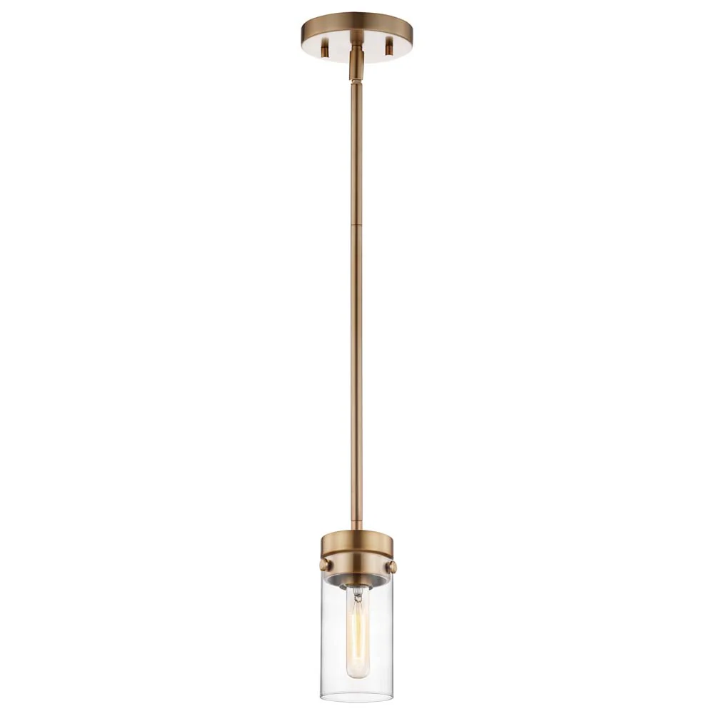 Intersection 1-Light Mini Pendant Burnished Brass with Clear Glass - Image 3