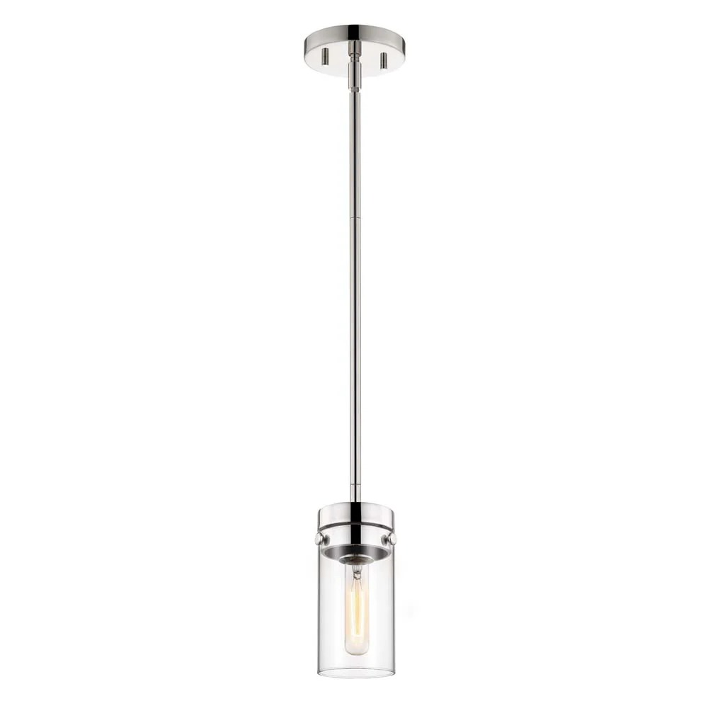 Intersection 1-Light Mini Pendant Polished Nickel with Clear Glass - Image 2