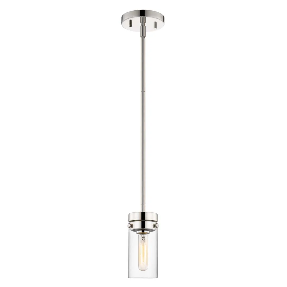 Intersection 1-Light Mini Pendant Polished Nickel with Clear Glass - Image 3