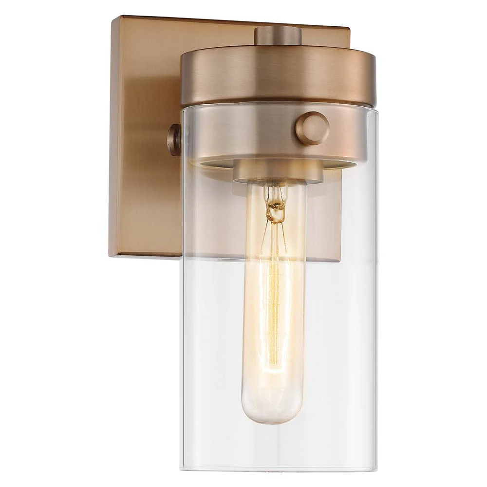 Intersection 1-Light Vanity Burnished Brass with Clear Glass - Image 2
