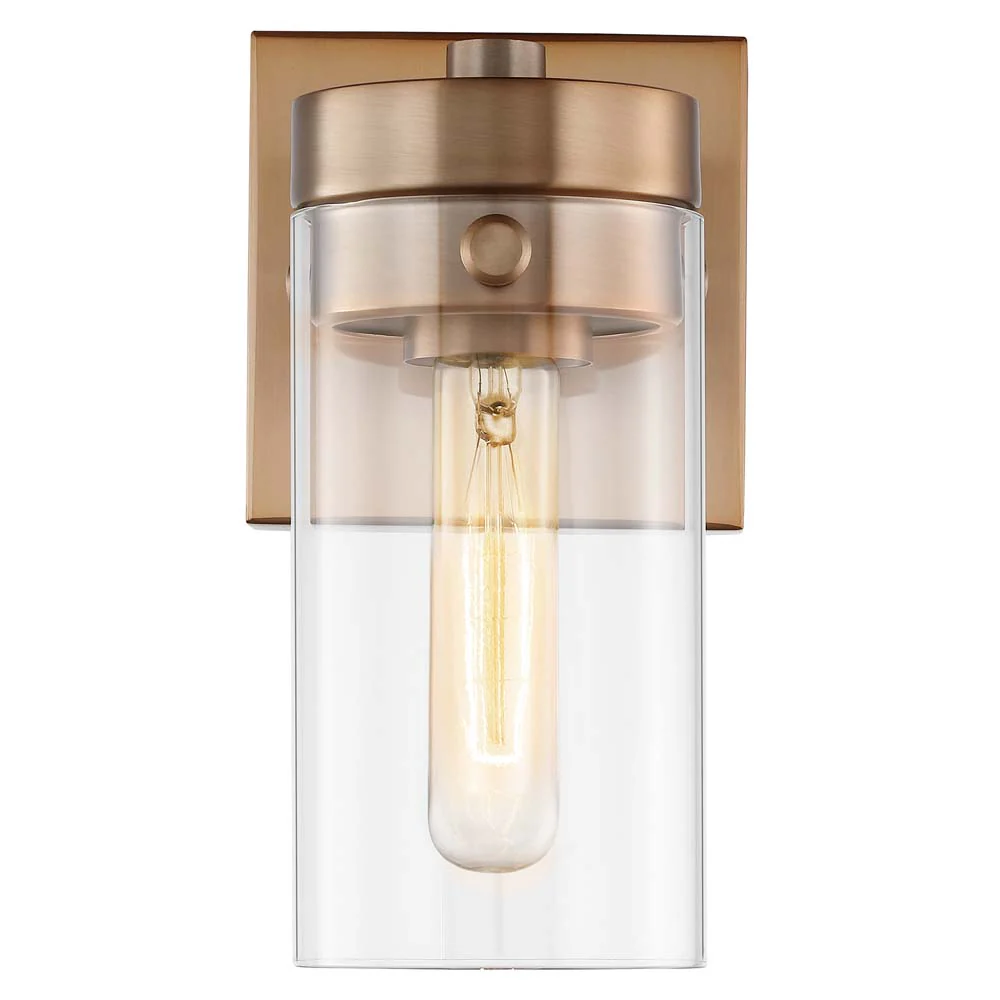 Intersection 1-Light Vanity Burnished Brass with Clear Glass - Image 3