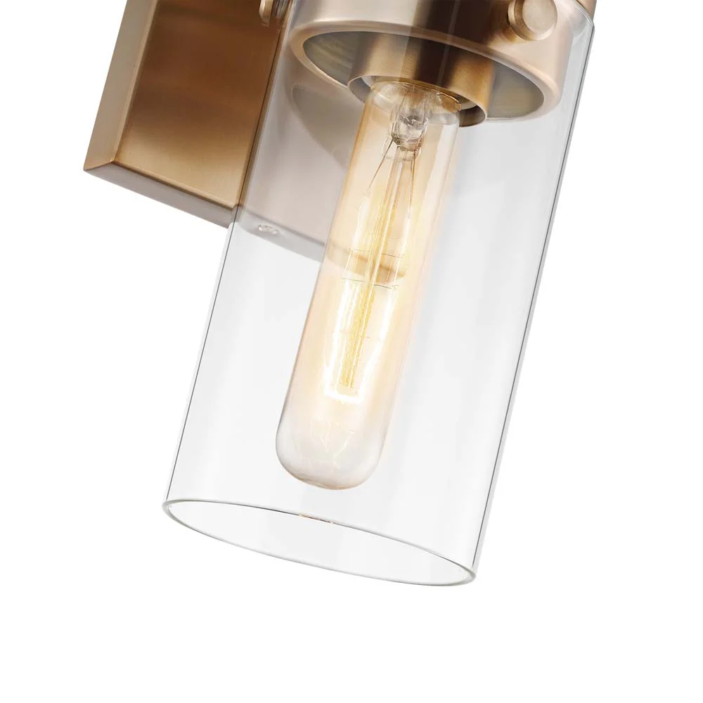 Intersection 1-Light Vanity Burnished Brass with Clear Glass - Image 4