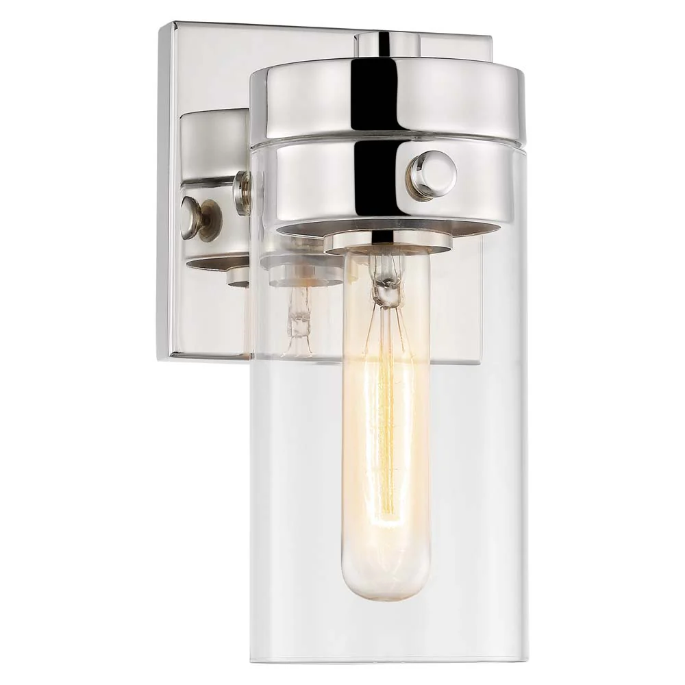 Intersection 1-Light Vanity Polished Nickel with Clear Glass - Image 2